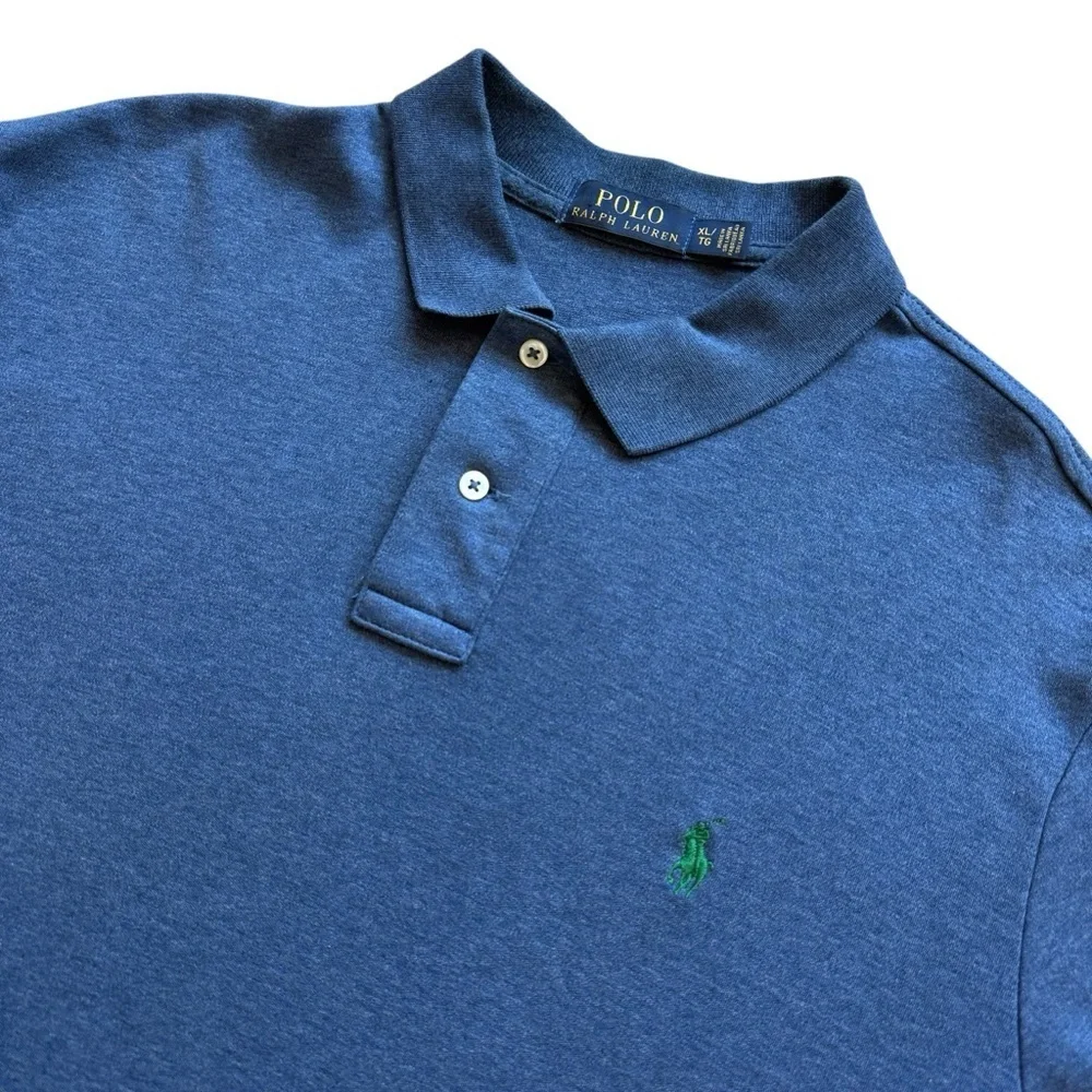 Polo Ralph Lauren Polo Shirt Mens XL Blue Heather Short Sleeve Golf Office Pony